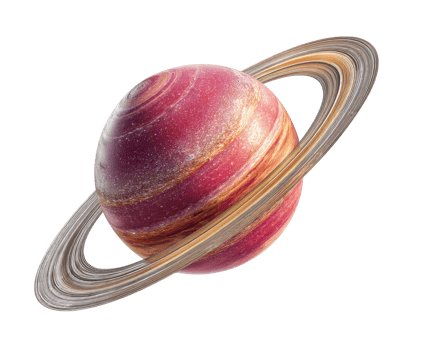 Colorful planet with rings showcasing cosmic beauty and wonder png