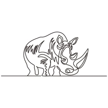 Rhino Wild Animal One Line Art vector