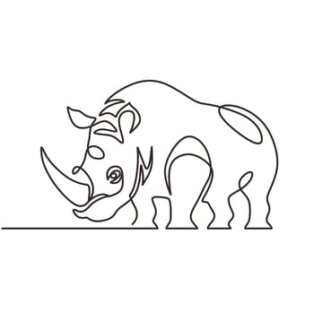 Rhinoceros Wild Animal One Line Art vector