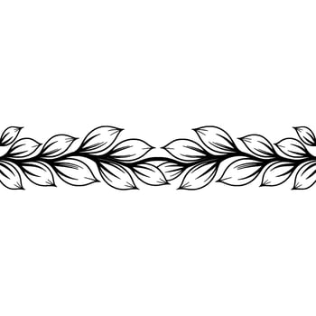 Elegant Floral Border Minimalist Leaf on White. vector