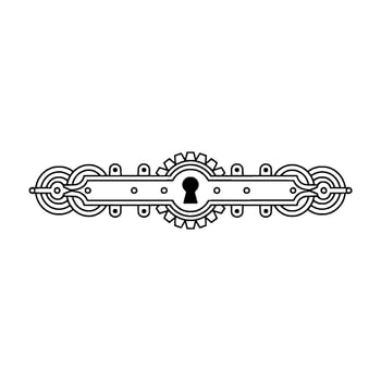 Ornamental Keyhole , Art Deco Style, Elegant Black White. vector