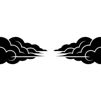 Minimalist Japanese Cloud Motif , Black White, Decorative. vector