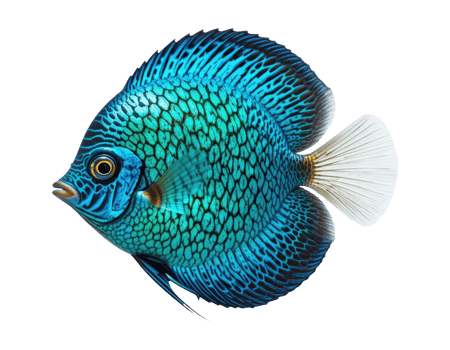 Tropical Blue Turquoise Discus Fish for Aquatic and Marine Themes png