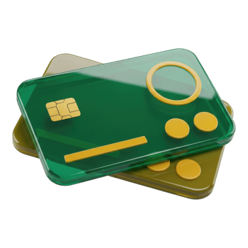 Modern Glossy Green Credit Cards Stacked 3D Render png