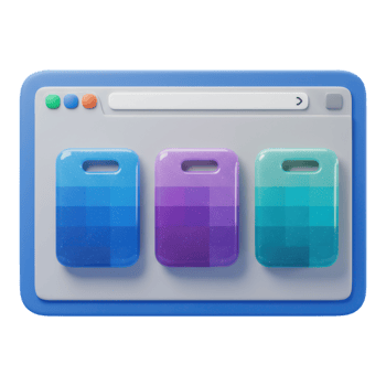 Modern 3D Browser Interface Displaying Vibrant Color Swatches for Digital Design png