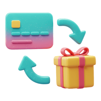 3D Credit Card and Gift Box Transaction Cycle png