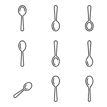 Minimal Spoon Icons Set for Kitchen Use vector