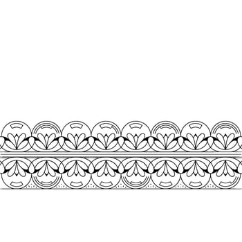 Minimalist Floral Border in Black and White. vector