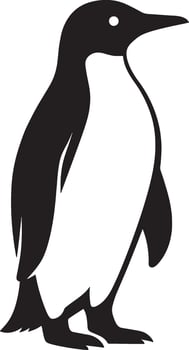 Penguin silhouette simple black and white, Standing penguin minimal arctic design vector