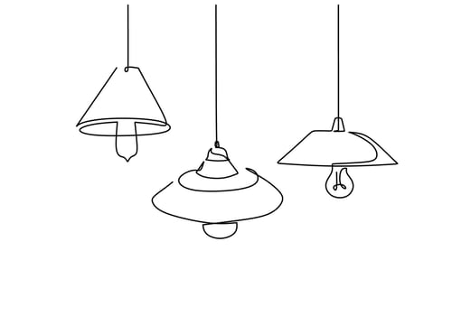 Hanging Lamps with Shades Line Drawing vector