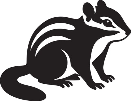 Chipmunk silhouette simple black and white, Small animal figure in profile art vector