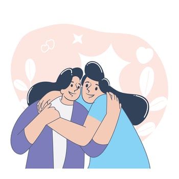 Couple Embrace Illustration, Love and Friendship Concept, Flat Minimalist Style vector