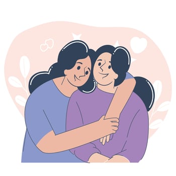 Sweet Hug Illustration, Affectionate Moment Concept, Flat Style vector