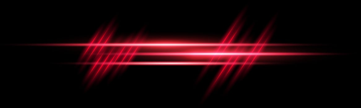 Red horizontal laser beam. Light lensflare. Red glow flare light effect. illustration vector