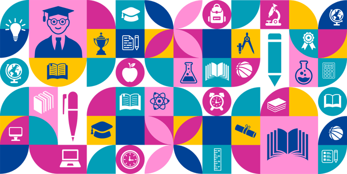 back to school education geometric shape college pattern background. A vibrant collection of minimalist png