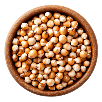 closeup of Dried Grains in a Wooden Bowl png