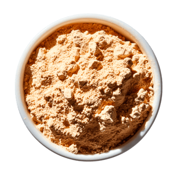 Fine Orange Powder in White Bowl with Natural Lighting and Shadow Play png