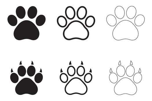 Black and White Animal Paw Prints on a white background vector