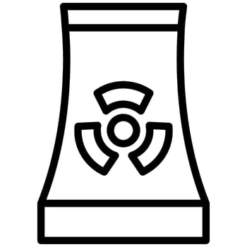 Nuclear Plant Icon, Black And White Outline Icon Symbol vector