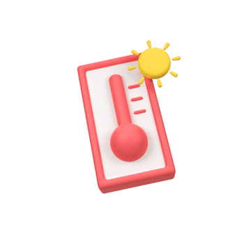 Thermometer with high temperature isolated 3d render icon illustration png
