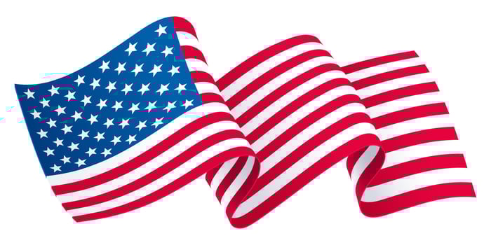 USA flag icon, United States waving flag, American 3D flag vector