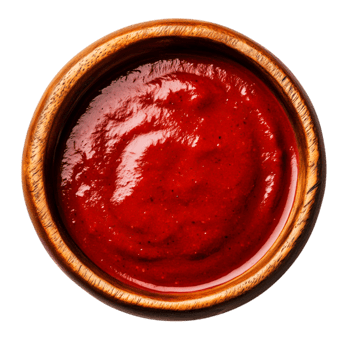 Fresh Tomato Sauce in Wooden Bowl with Rich Red Color and Smooth Texture png