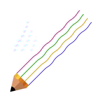 Stylized Color Pencil with Curved Lines Illustration. Each line extends from the body of the pencil in a smooth wavy motion. vector