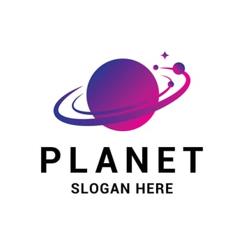 planet logo satellite design template vector