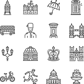 Collection of London Line Style Icons vector