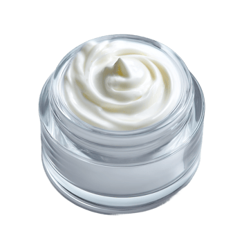 Top View Of Round Cosmetic Cream In Transparent Jar On Isolated Background png