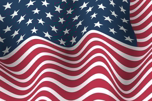 United States Flag Closeup Illustration. Image of the Flag in Windy Weather vector