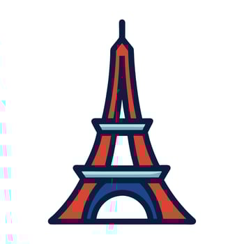 the eiffel tower is shown in red and blue vector