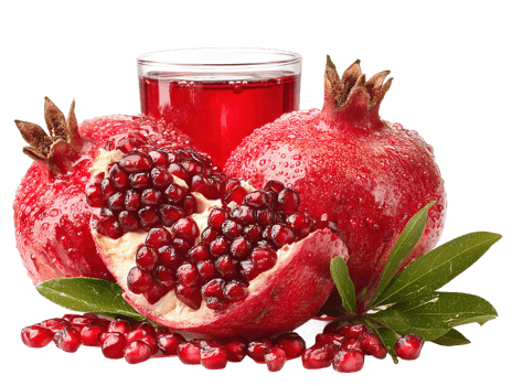 Pomegranate Fruit Cut in Half With Seeds and Juice on Transparent Background png