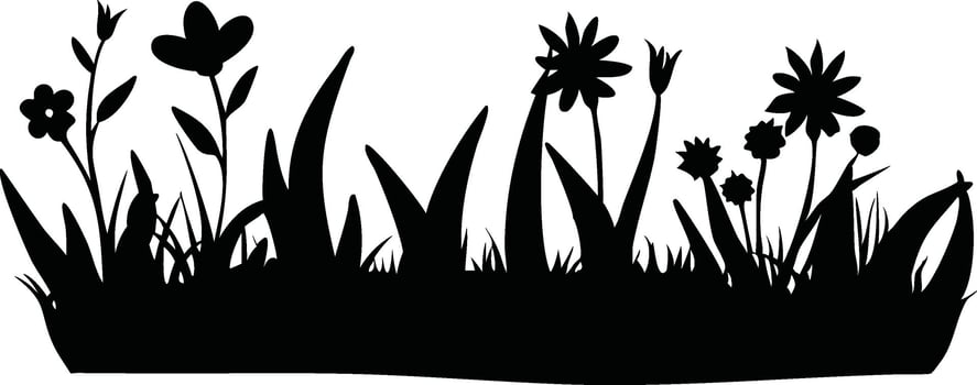 Silhouetted Wildflowers in a Meadow vector