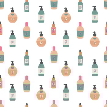 Seamless Pattern of Skincare Products on White vector