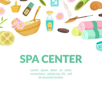 Spa Center Banner Template, Beauty Salon, Store, Wellness Center, Natural Cosmetics, Organic Skin Care Products Illustration vector