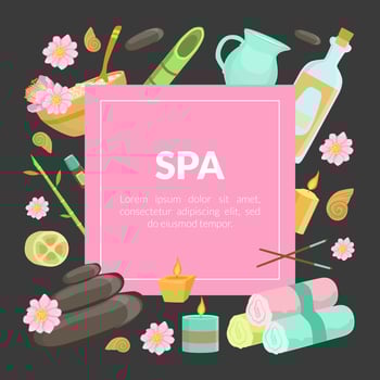 Spa Banner Template with Space for Text, Beauty Salon, Store, Wellness Center, Natural Cosmetics, Relaxing Procedures Promotional Leaflet, Flyer, Invitation Card, Advertising Illustratio vector
