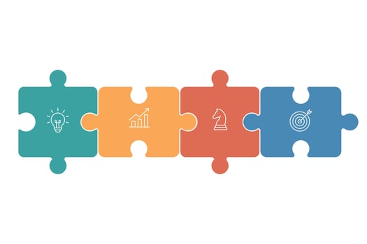 Business strategy concept with four colored puzzle pieces vector