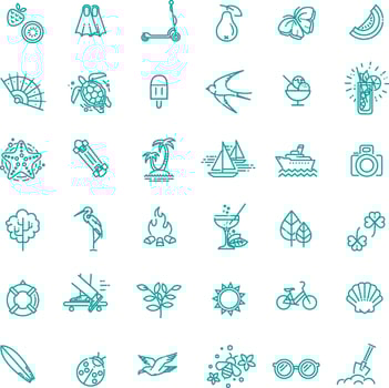 Outline web icon set - summer, vacation vector