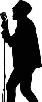 Silhouette of a singer performing on stage vector
