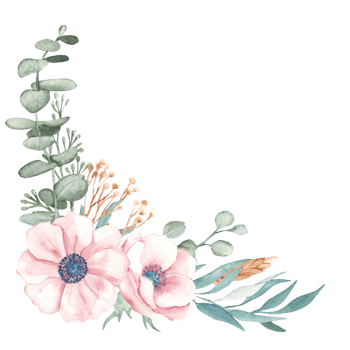 Anemone Corner Bouquet with Eucalyptus Branches, Dry yellow Tansy and Spikelets of Wheat or Rye. Watercolor Hand drawn floral composition. For greeting birthday cards, wedding png