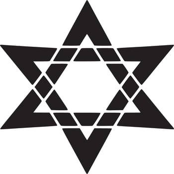 A black and white star of david symbol with small triangles forming the inner structure design shape vector