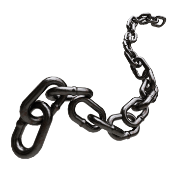 rusty metallic chain link on transparent background png