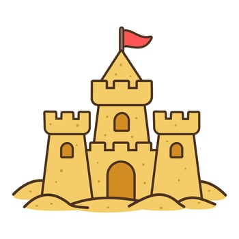 Sandcastle beach castle illustration isolated on white background vector