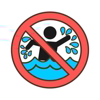 No swimming sign warning symbol Illustration Isolated on white Background vector