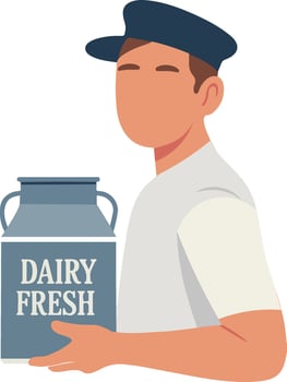 Dairy Worker with Milk Container vector