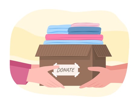 Human Hands Donate Clothes to Help People for Charity Donation Concept Illustration Clip Art vector
