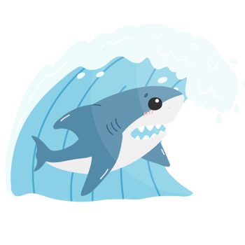 Shark Surfer in Big Blue Wave png