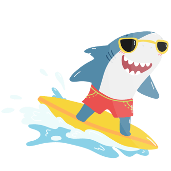 Cool Surfing Shark Catching a Wave png