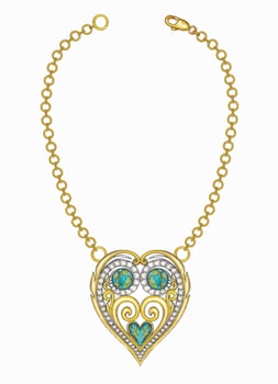 Vintage with heart gold turquoise and diamond design by hand drawn make graphic . vector